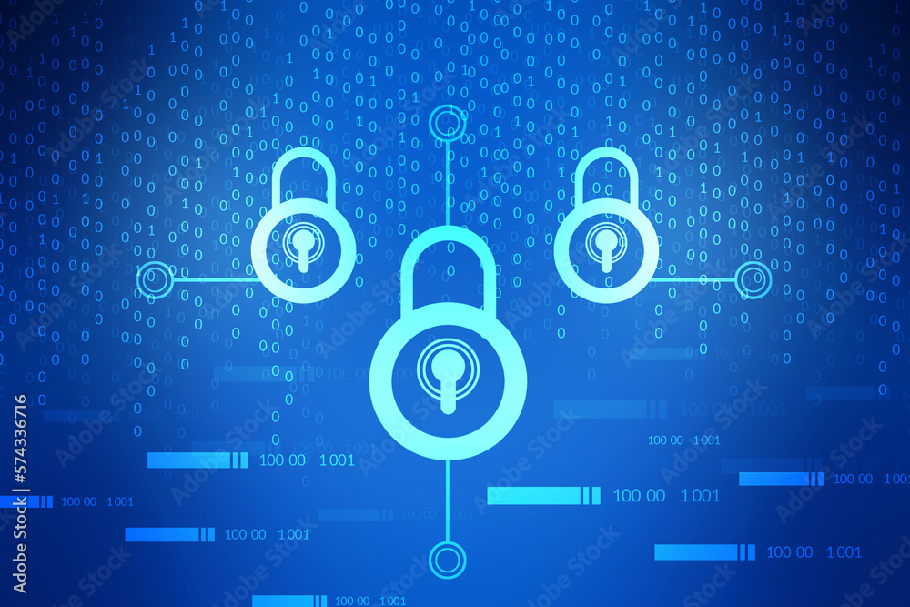 Fototapeta premium 2d illustration Safety concept: Closed Padlock on digital background 