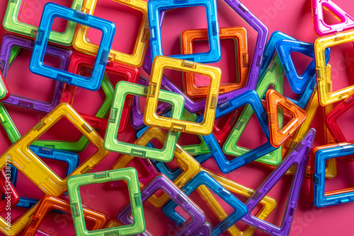 Scattered details of the magnetic constructor. Close-up.