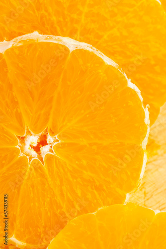Peeled orange orange cut into pieces