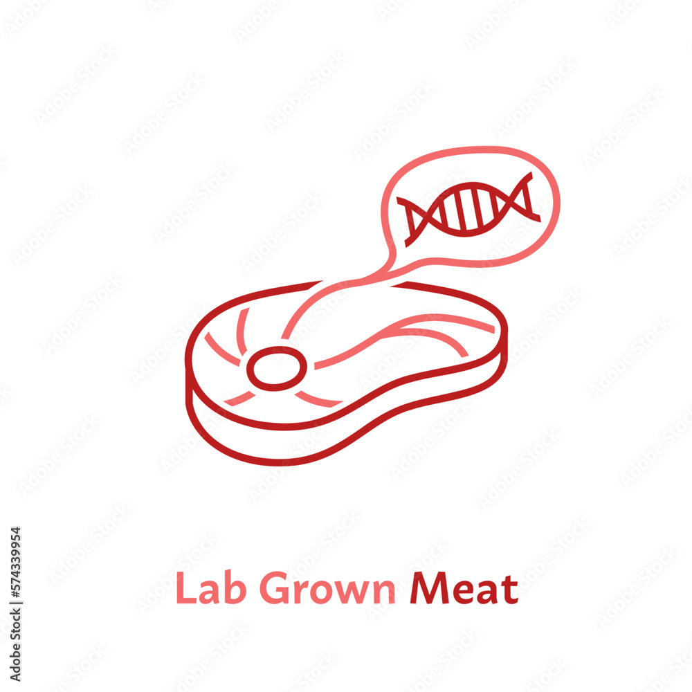 Lab grown meat sign. Editable vector illustration Lab grown meat sign. Editable vector illustration
