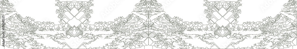 Fototapeta premium Abstrakte und komplexe Grafik mit gespiegelten Linien