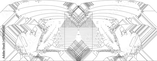 Abstrakte und komplexe Grafik mit gespiegelten Linien
