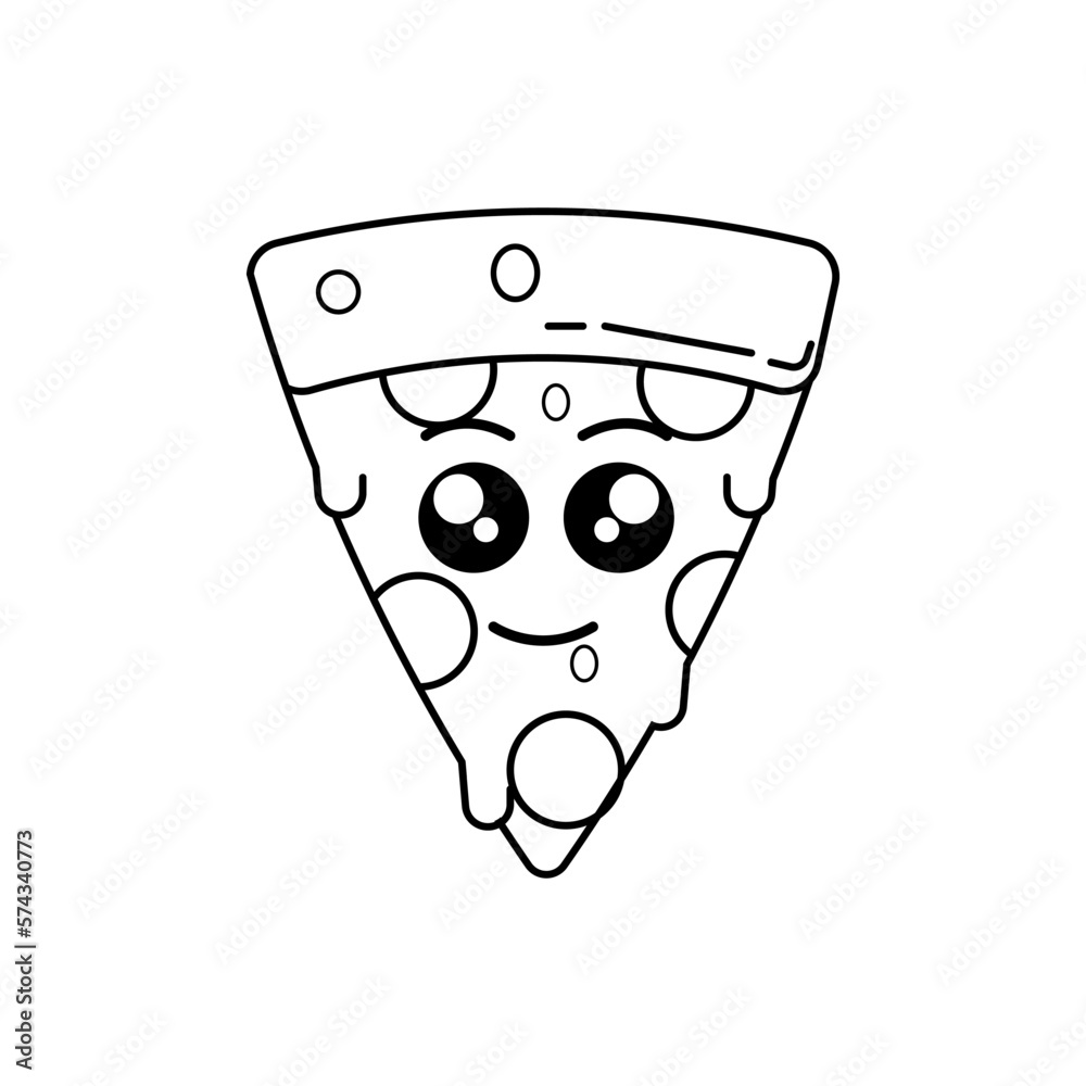 Pizza slice cartoon vector illustration template for Coloring book ...