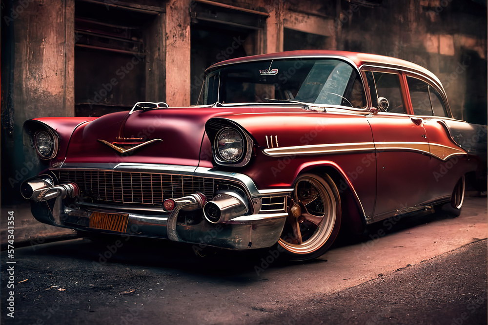 Fototapeta premium Vintage classic car tuned