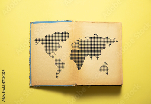 World map with a book.