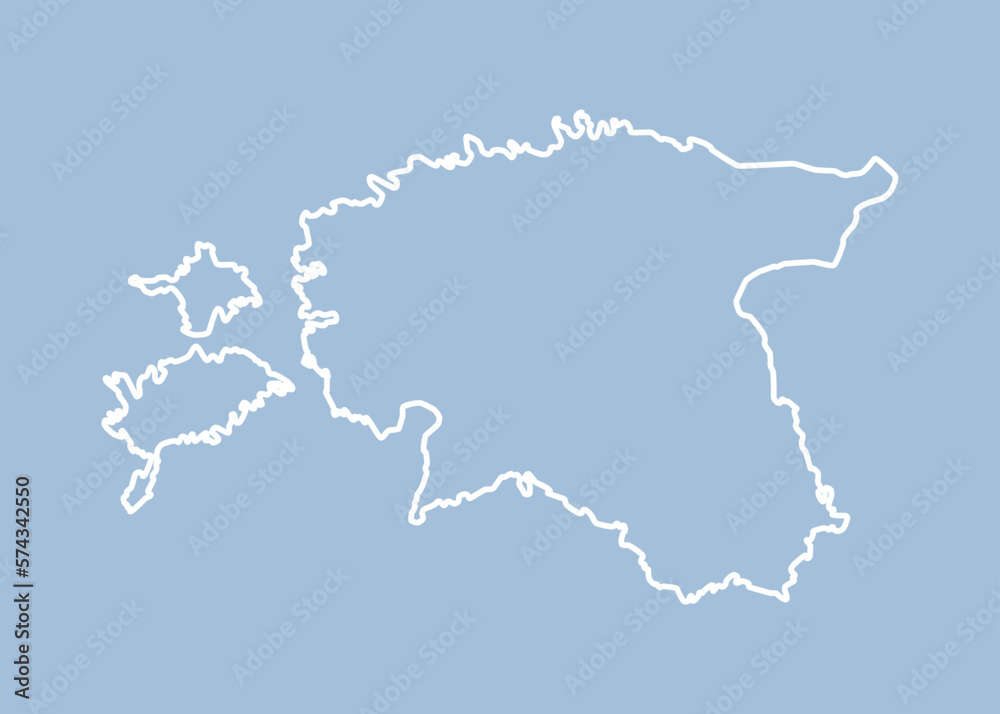 Vector outline map Estonia, line border country