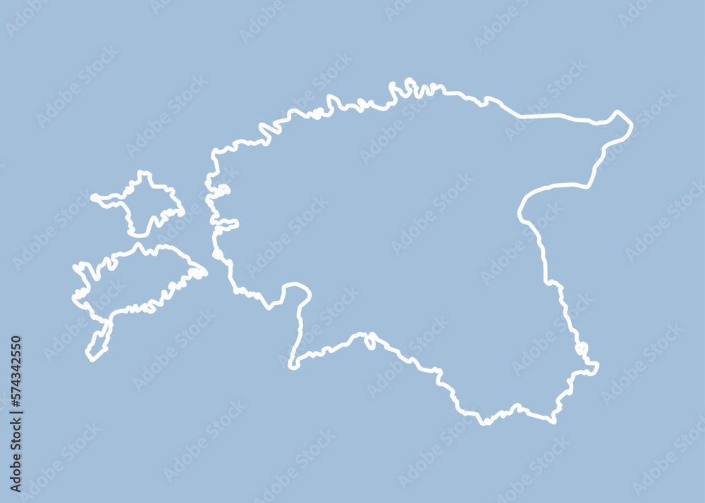 Vector outline map Estonia, line border country Vector outline map Estonia, line border country