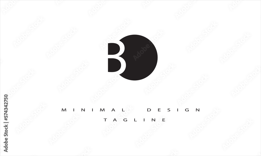 BO or OB Minimal Design Vector Art Illustration 