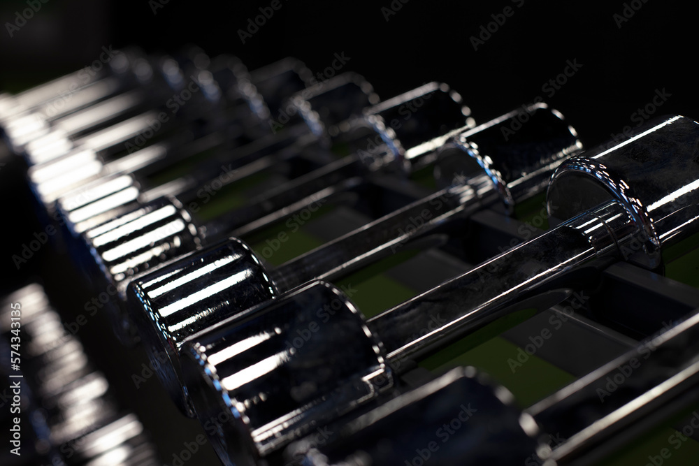 rack with chrome dumbbells rack with chrome dumbbells