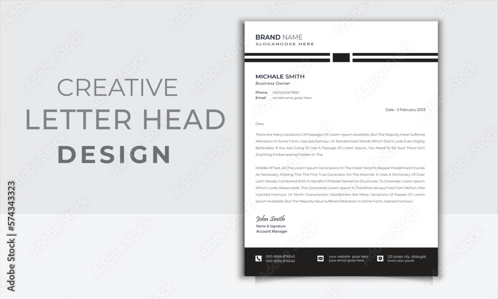 Creative & Clean style business letterhead. Simple Professional Letterhead Template. Letterhead Corporate Business Template Design, Creative & Clean style business letterhead. Simple Professional Letterhead Template. Letterhead Corporate Business Template Design,