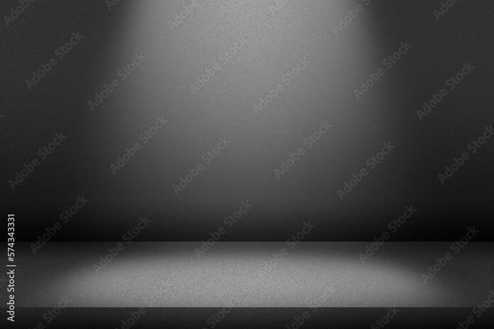 Black-gray abstract cement wall and studio room and spot lighting, interior texture for display products.wall background.