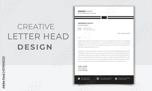 Creative & Clean style business letterhead. Simple Professional Letterhead Template. Letterhead Corporate Business Template Design,