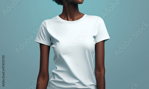 black woman t shirt mockup background Generative AI
