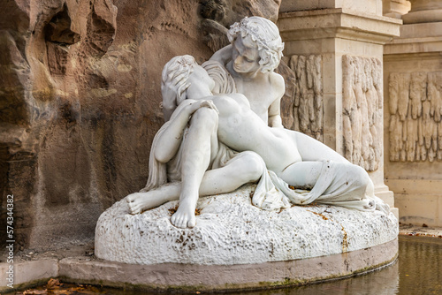 Fototapeta "Polyphemus Surprising Acis and Galatea" by Auguste Ottin, a sculpture of the Me