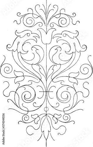 Antique Flourished Line Art Design Element No.15