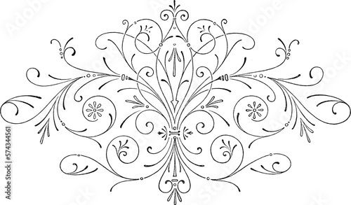 Antique Flourished Line Art Design Element No.3