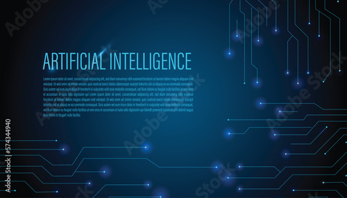 artificial intelligence Brain technology background AI and Cybernetic artificial neural network. Electronic mind. deep machine learning concept background with glow effects