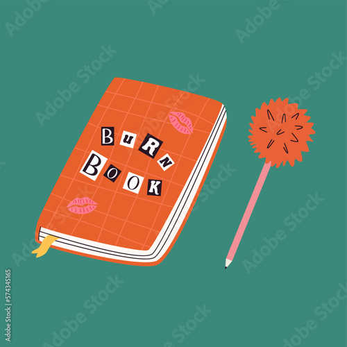 Closed Notebook with fluffy pen