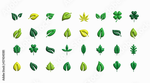 3D leaves icons
