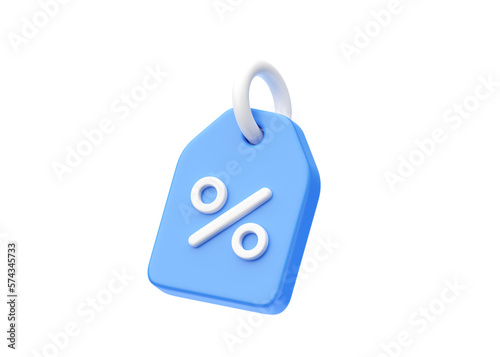 Discount coupon 3d render icon - sale promo label, price tag with percent