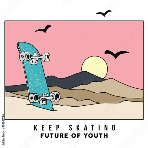 skateboard illustration and type for print