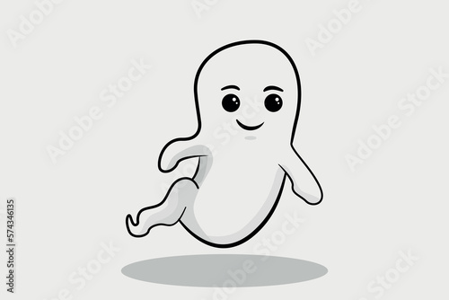 Vector flat ghost on grey background