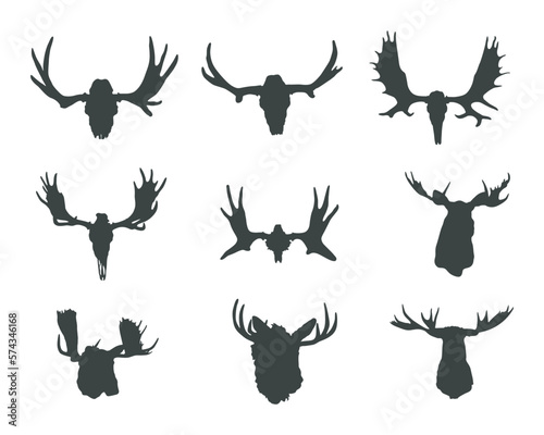 Moose skull silhouette , Moose head silhouette ,  Animal skull silhouettes