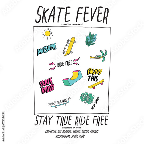 skateboard illustration and type for print