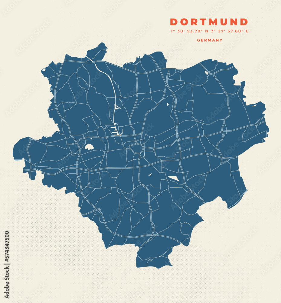 Fototapeta premium Dortmund map vector poster flyer