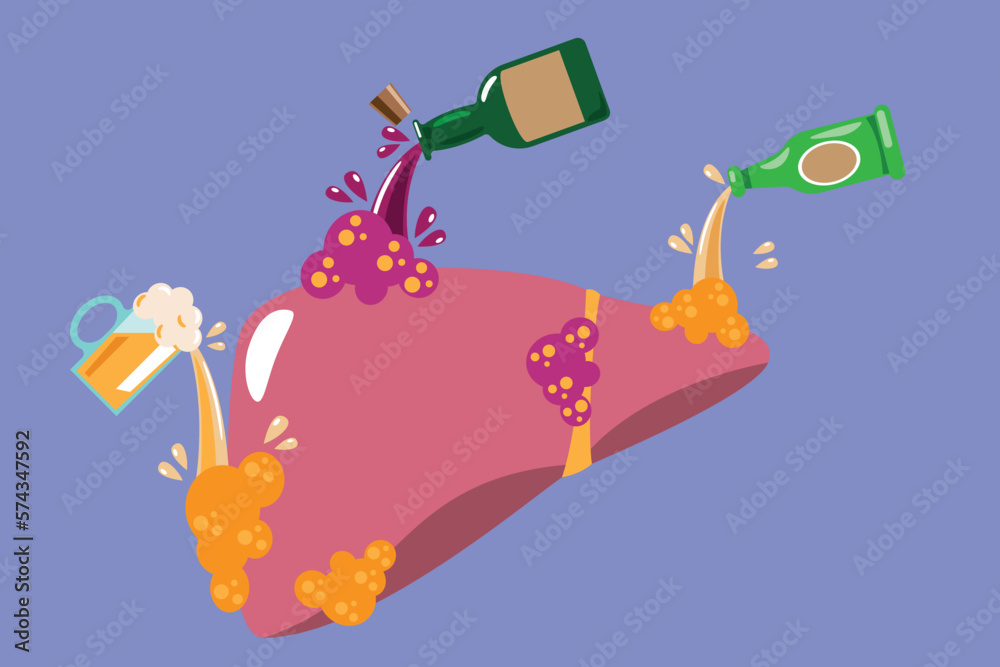 Liver Vector Illustration Flat Cartoon Character Negative Unhealthy 