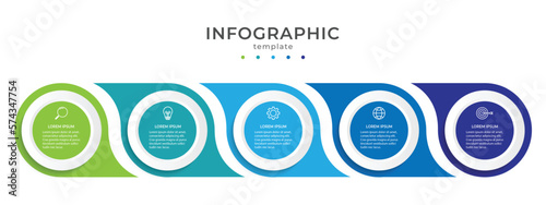 Business Infographic design template Vector with icons and 5 options or steps.