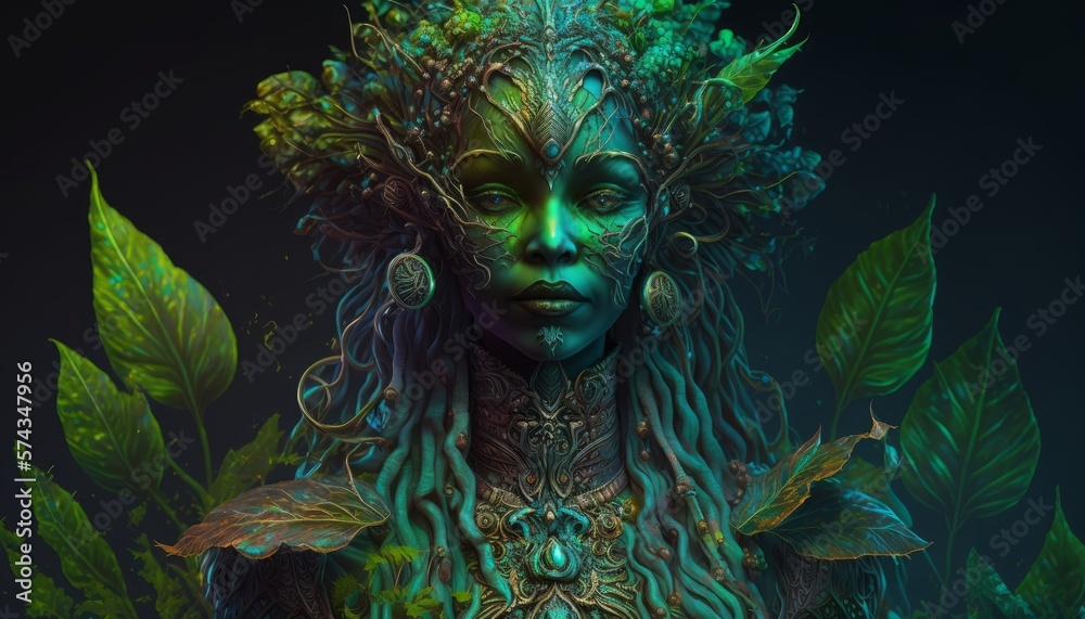 the ganja goddess 8k UHD HDR bio luminescent wrapped in a leaf