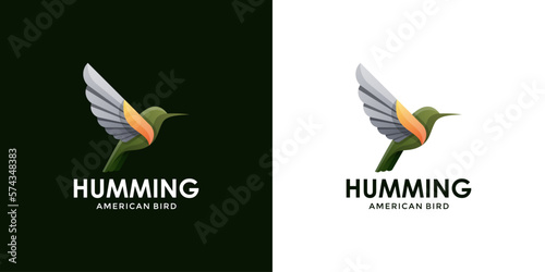 Flying hummingbird with modern style logo design