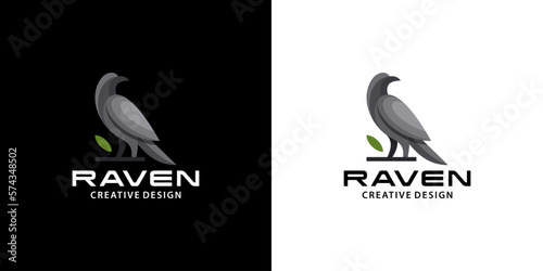 Raven bird logo, modern, clean, dark color