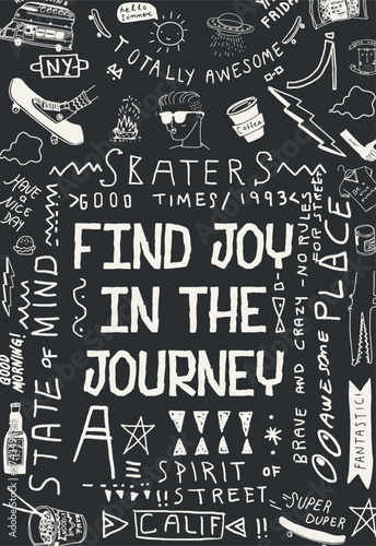 skateboard illustration and type for print