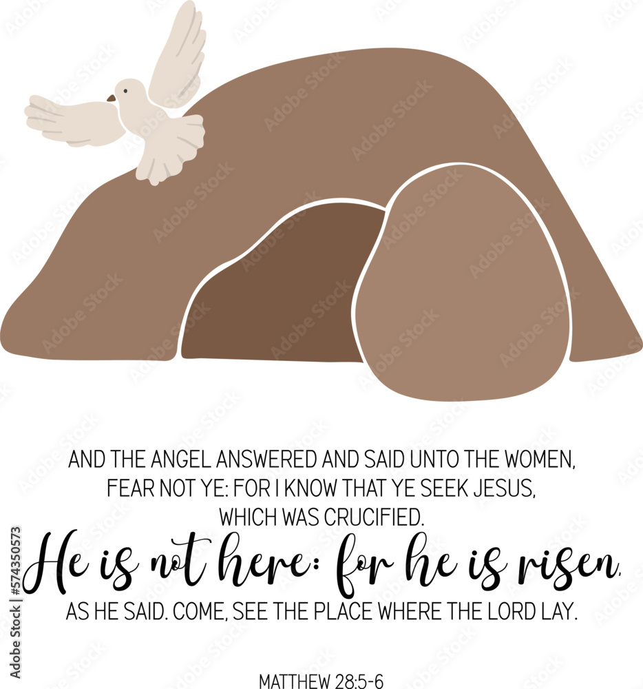 Foto He is Risen vector illustration, Jesus empty grave vector, Jesus love, Digital E