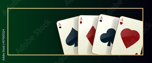 Royal flush in spades on dark green background. Vector illustration for online casino, gambling poker game