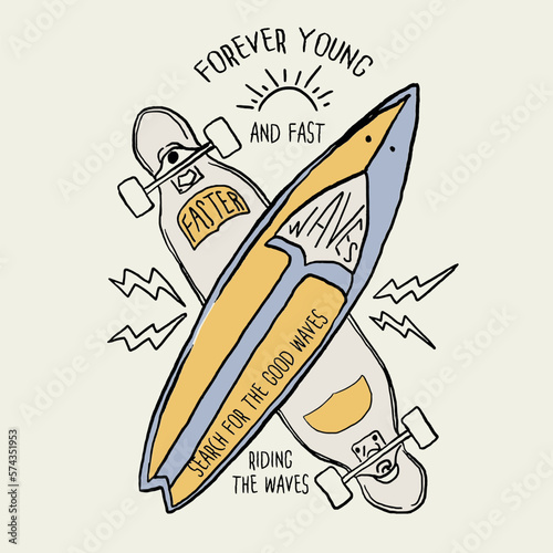 skateboard illustration and type for print