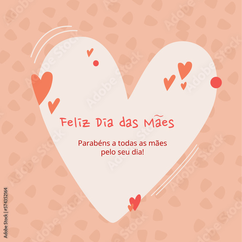 Cartão de dia das mães com ilustração de coração