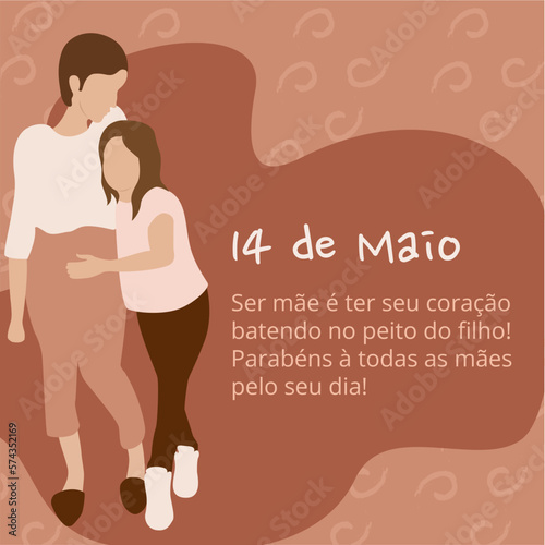 Ilustração de mãe e filha para dia das mães