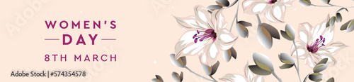 International Womes Day. Flyer for March 8 with the decor of flowers