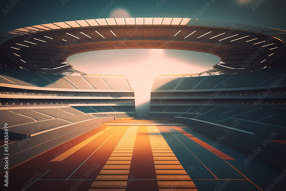 Obraz premium Empty stadium. Generative AI