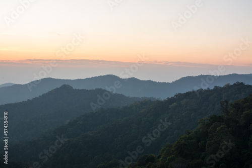 sunrise of mountain view at Kew-Hin, Ban Chae Son,  Chae Son National Park in Lampang Thailand © Suwatchai