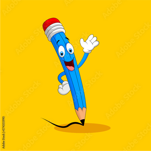 pencil of cartoon character with smile face vector illustration
