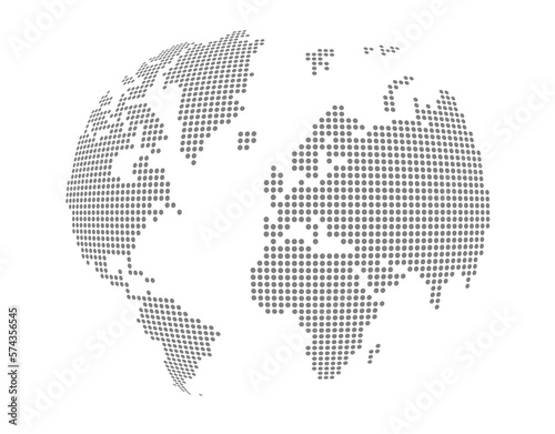 Fototapeta Naklejka Na Ścianę i Meble -  Globe, world map made of grey dots. Isolated on transparent background