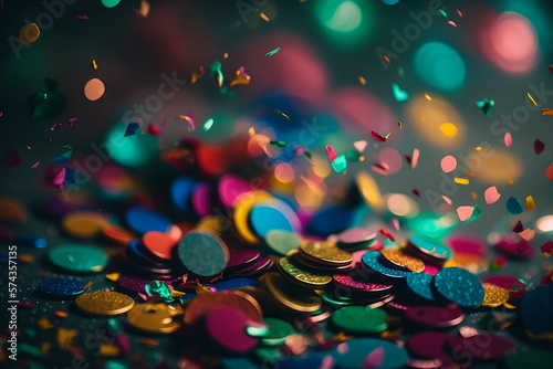 Colorful confetti on the street, Generative AI Art Illustration © ShadowHero
