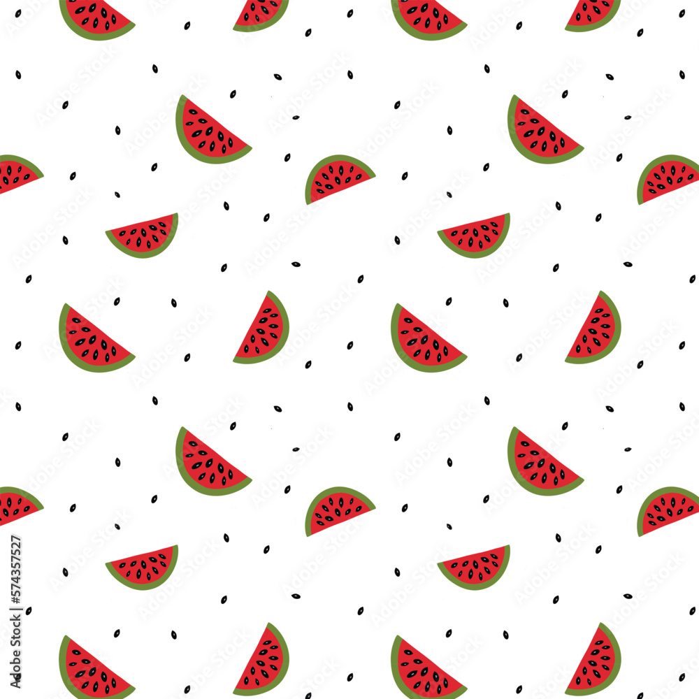 Fototapeta premium Watermelon kids seamless pattern for fabric, textile, wrapping, backgrounds etc. Repeatable vector design.