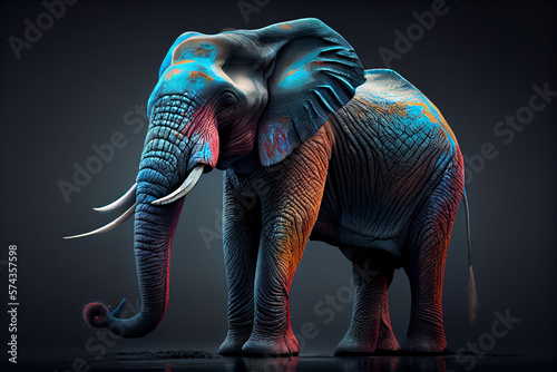 Beautiful photo elephant, natural background. Generative AI technology.