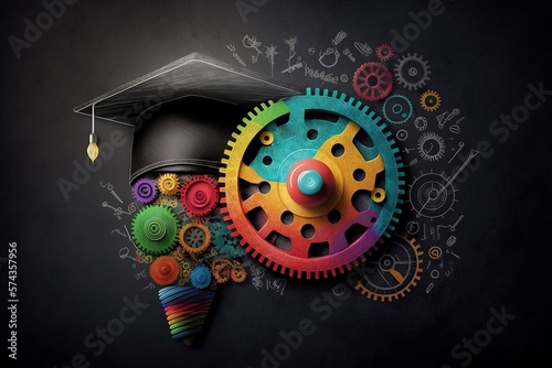 Colourful Graduation Collage - Science Math Stem Ideas Growing Univeristy - generative ai