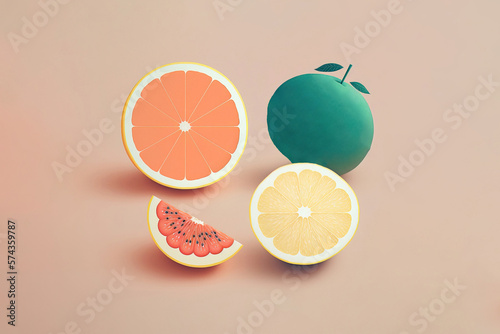 AI illustration of tropical citrus fruit photo